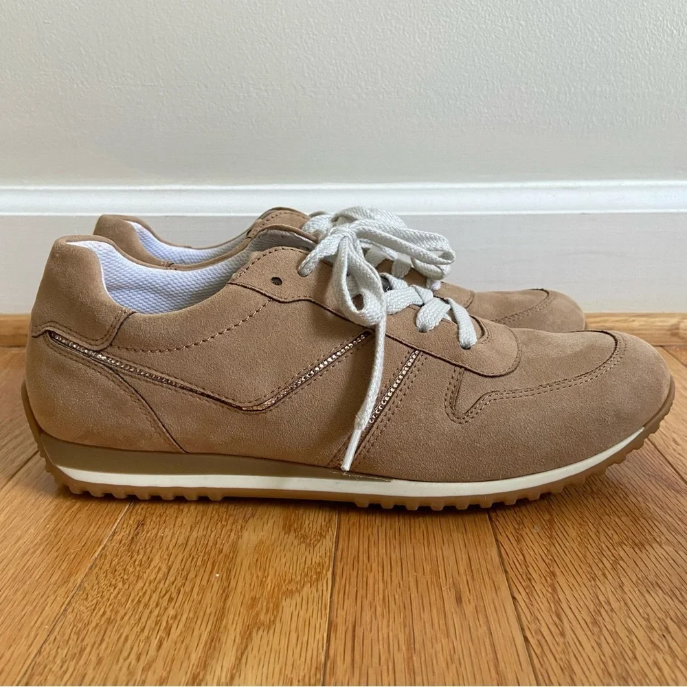 PAUL GREEN TANNER SNEAKER US 8.5 REAL SUEDE RHINESTONE DESIGNER ATHLEISURE